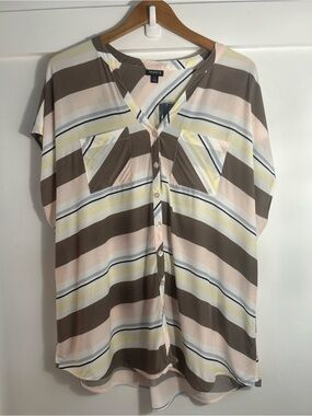 NEW Torrid Challis Dolman with Stripes 1X/14-16 Taupe, Pink, Yellow , Blue